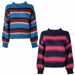 LA FEE MARABOUTEE maglia donna righe multicolor TIJANE misto lana MADE IN ITALY