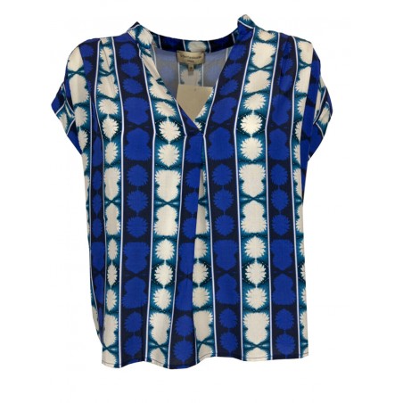 LA FEE MARABOUTEE blusa bluette panna PASSIMA 100 viscosa MADE IN ITALY