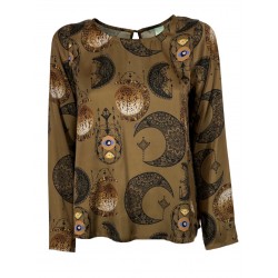 IL THE DELLE 5 blusa donna beige fantasia BURN 56ST MOON GOLD  MADE IN ITALY