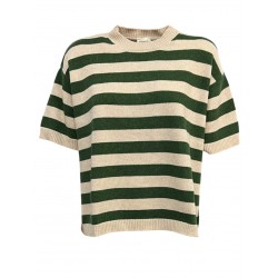 O’MER women's box sweater beige/green OM003C MADE IN ITALY