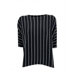 LIVIANA CONTI maglia over righe Y69A3 nero/bianco L5SA57 WILMA MADE IN ITALY