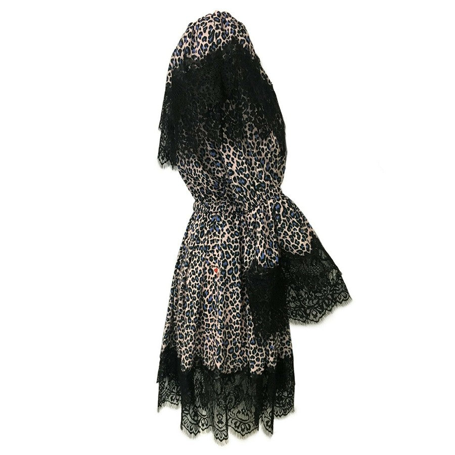 IL THE DELLE 5 Abito donna maculato manica lunga pizzo DORIS35 ST MADE IN ITALY