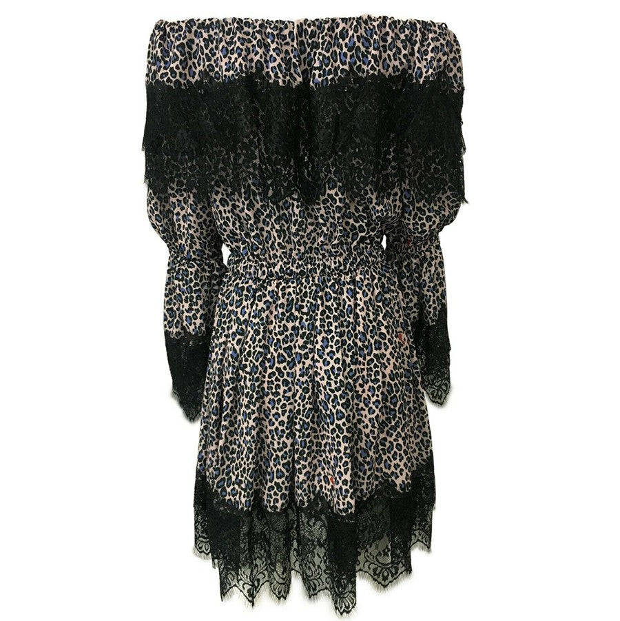 IL THE DELLE 5 Abito donna maculato manica lunga pizzo DORIS35 ST MADE IN ITALY