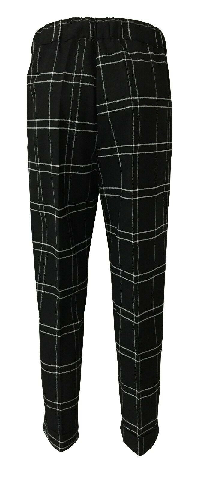 LIVIANA CONTI pantalone donna quadri nero/bianco F0WM33 MADE IN ITALY