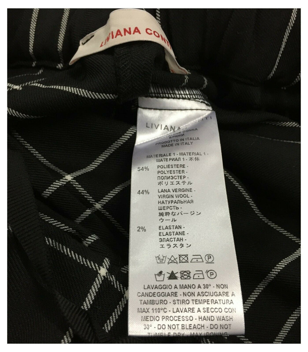 LIVIANA CONTI pantalone donna quadri nero/bianco F0WM33 MADE IN ITALY