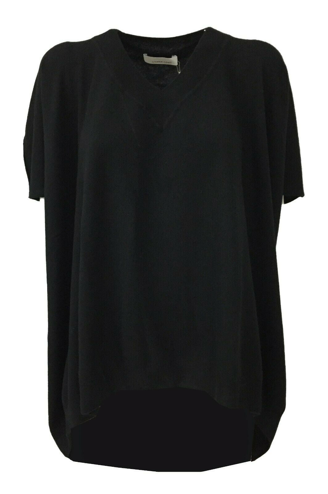 LIVIANA CONTI maglia donna over nera mezze maniche F0WB01  MADE IN ITALY