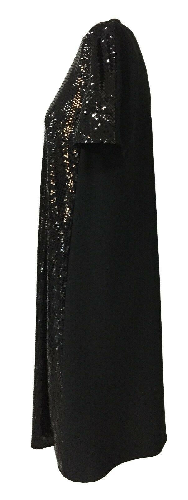 RUE BISQUIT abito donna mezza manica svasato nero con tessuto specchio art RW0000 DRESS POLA MADE IN ITALY