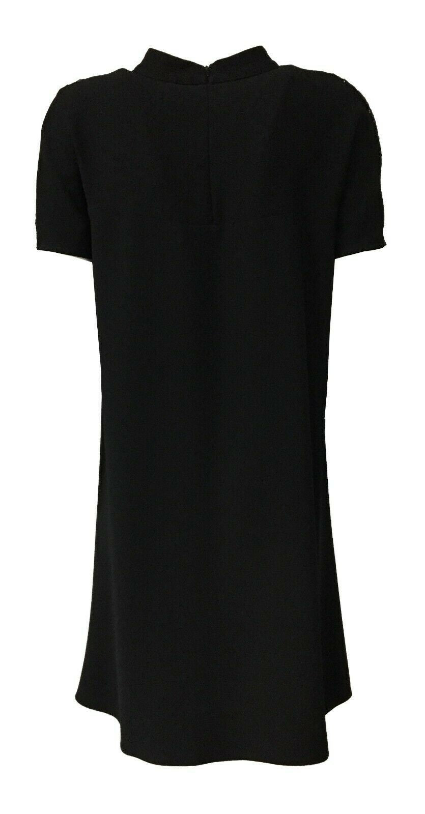 RUE BISQUIT abito donna mezza manica svasato nero con tessuto specchio art RW0000 DRESS POLA MADE IN ITALY