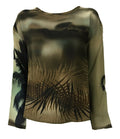 LA FEE MARABOUTEE blusa donna girocollo manica lunga fantasia nero/moro/verde FC5063 MADE IN ITALY