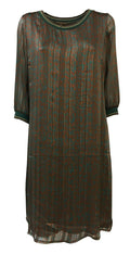LA FEE MARABOUTEE abito donna manica 3/4 fantasia brik/verde/oro FC5088 MADE IN ITALY