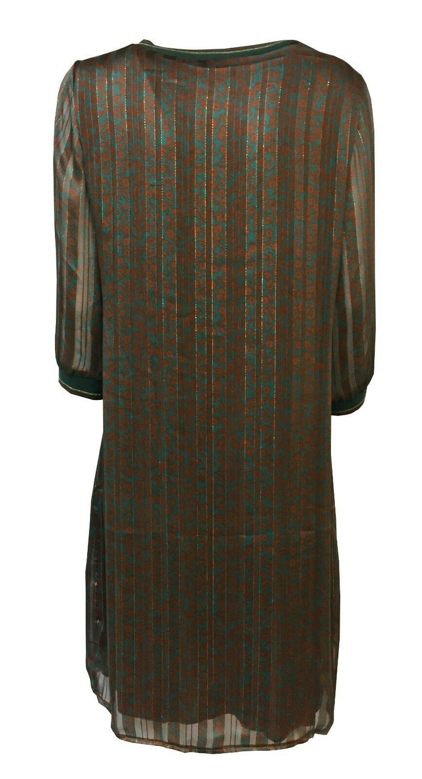 LA FEE MARABOUTEE abito donna manica 3/4 fantasia brik/verde/oro FC5088 MADE IN ITALY