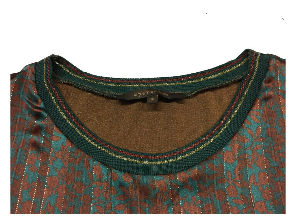 LA FEE MARABOUTEE abito donna manica 3/4 fantasia brik/verde/oro FC5088 MADE IN ITALY