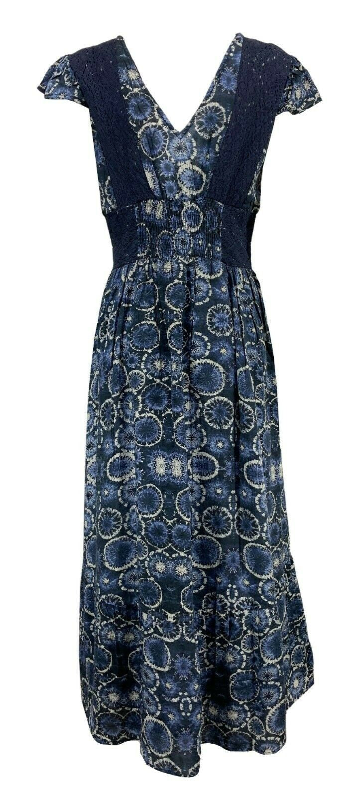 MAISON HOTEL abito donna blu chiaro lungo con balza foderato VINA FANTASIA 100% viscosa