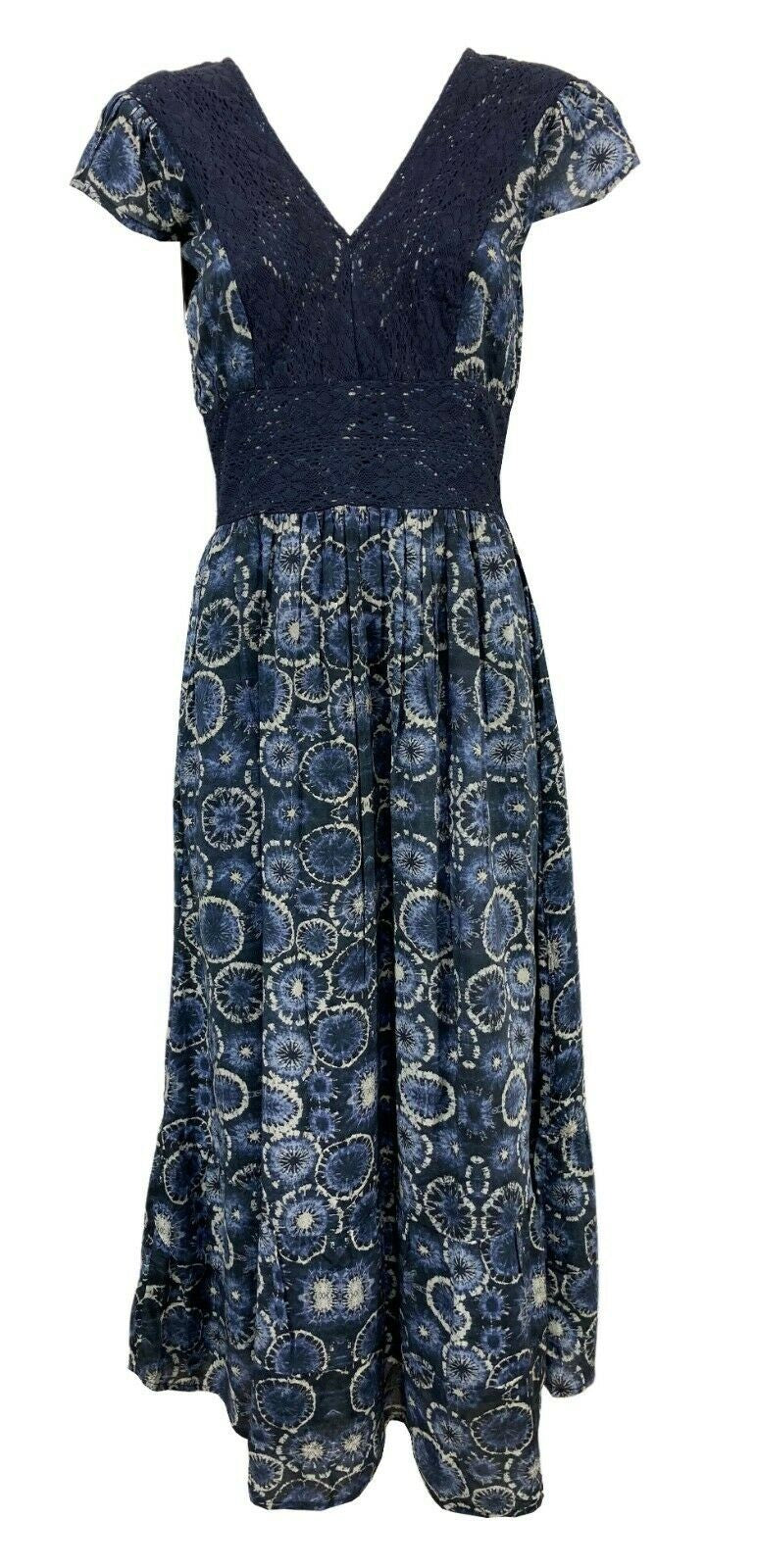 MAISON HOTEL abito donna blu chiaro lungo con balza foderato VINA FANTASIA 100% viscosa