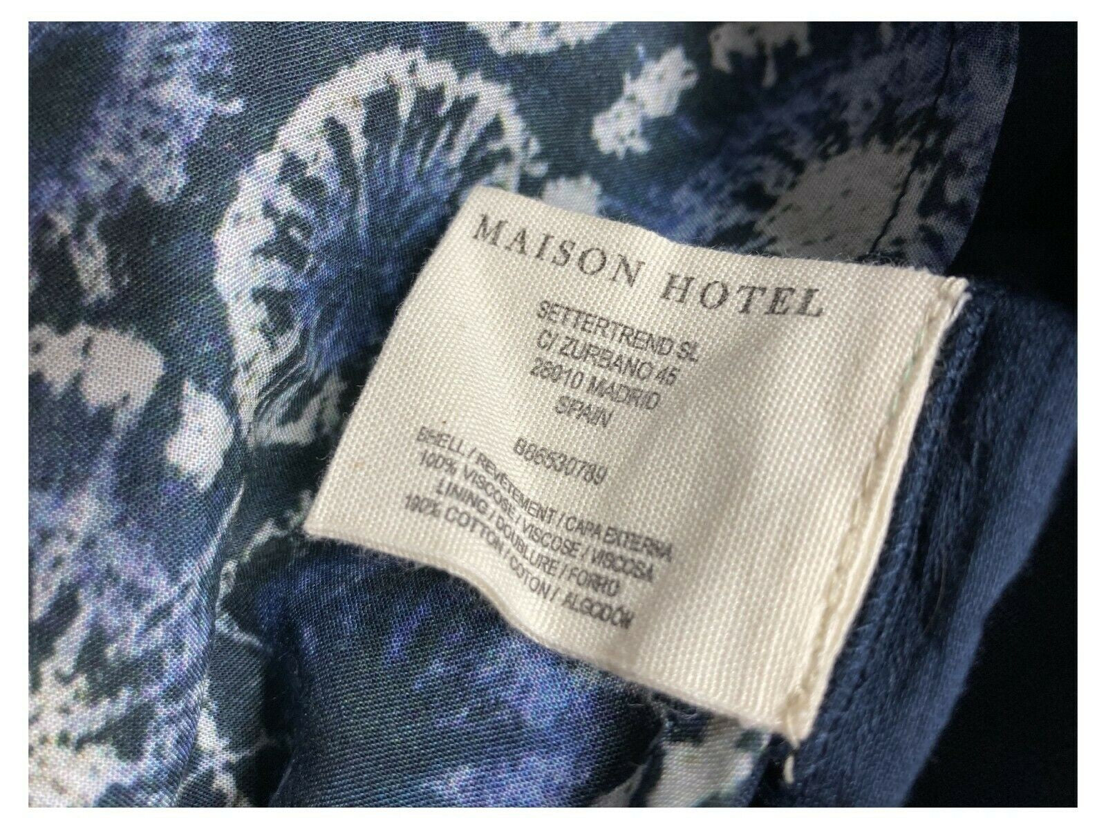 MAISON HOTEL abito donna blu chiaro lungo con balza foderato VINA FANTASIA 100% viscosa