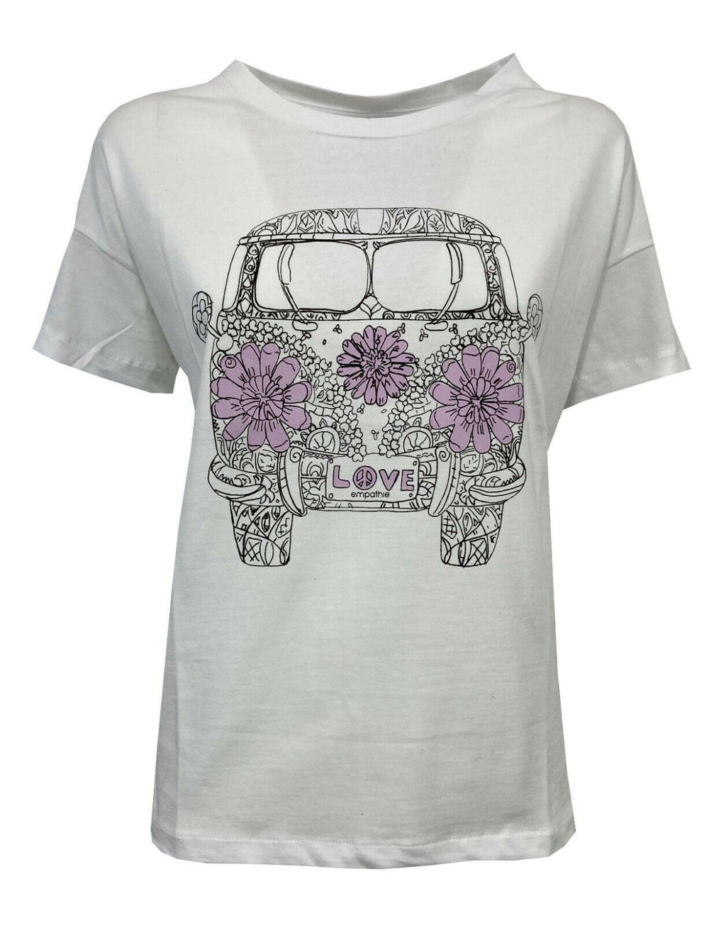 EMPATHIE  T-shirt donna bianca mezza manica S2100301 100% cotone MADE IN ITALY