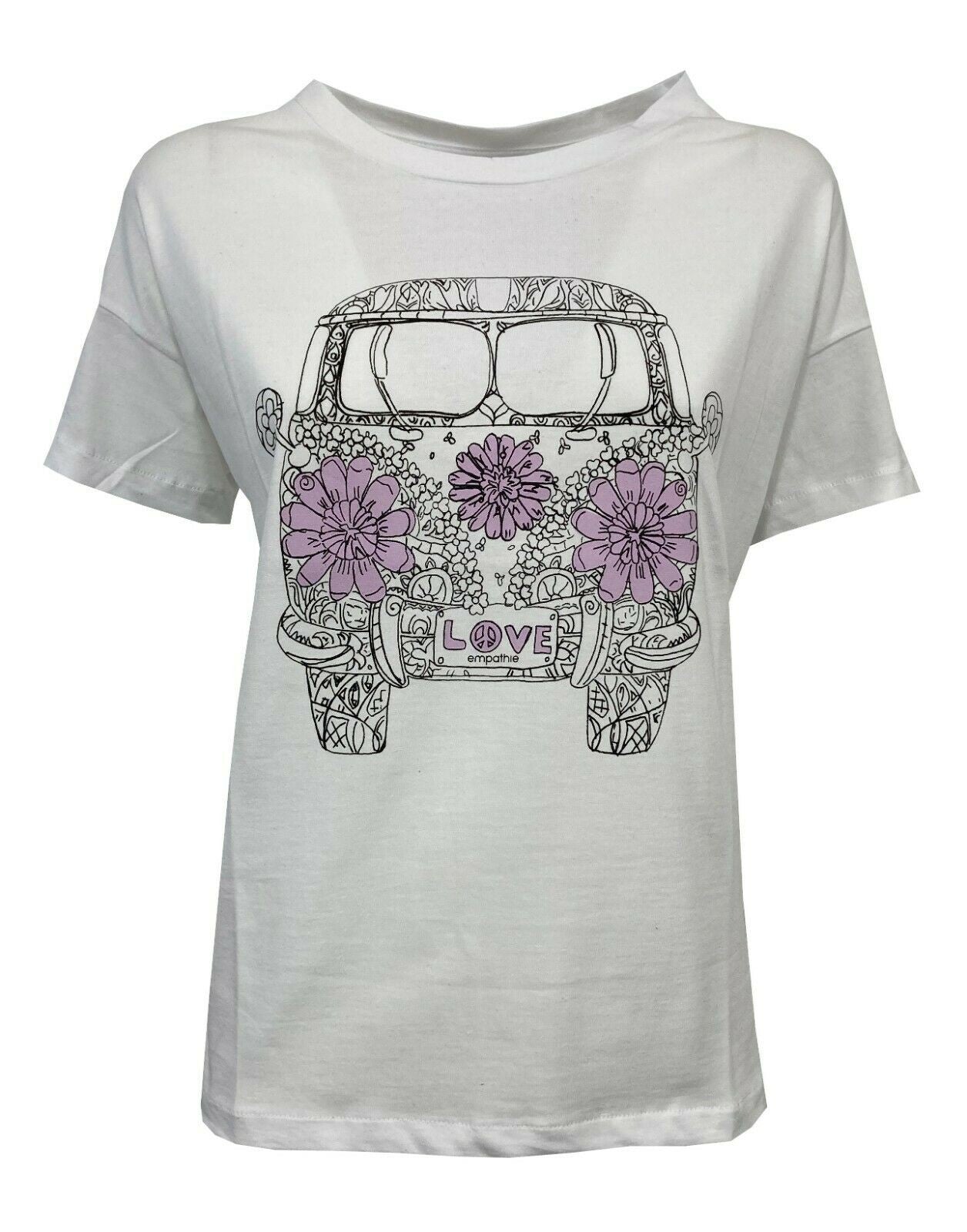 EMPATHIE  T-shirt donna bianca mezza manica S2100301 100% cotone MADE IN ITALY