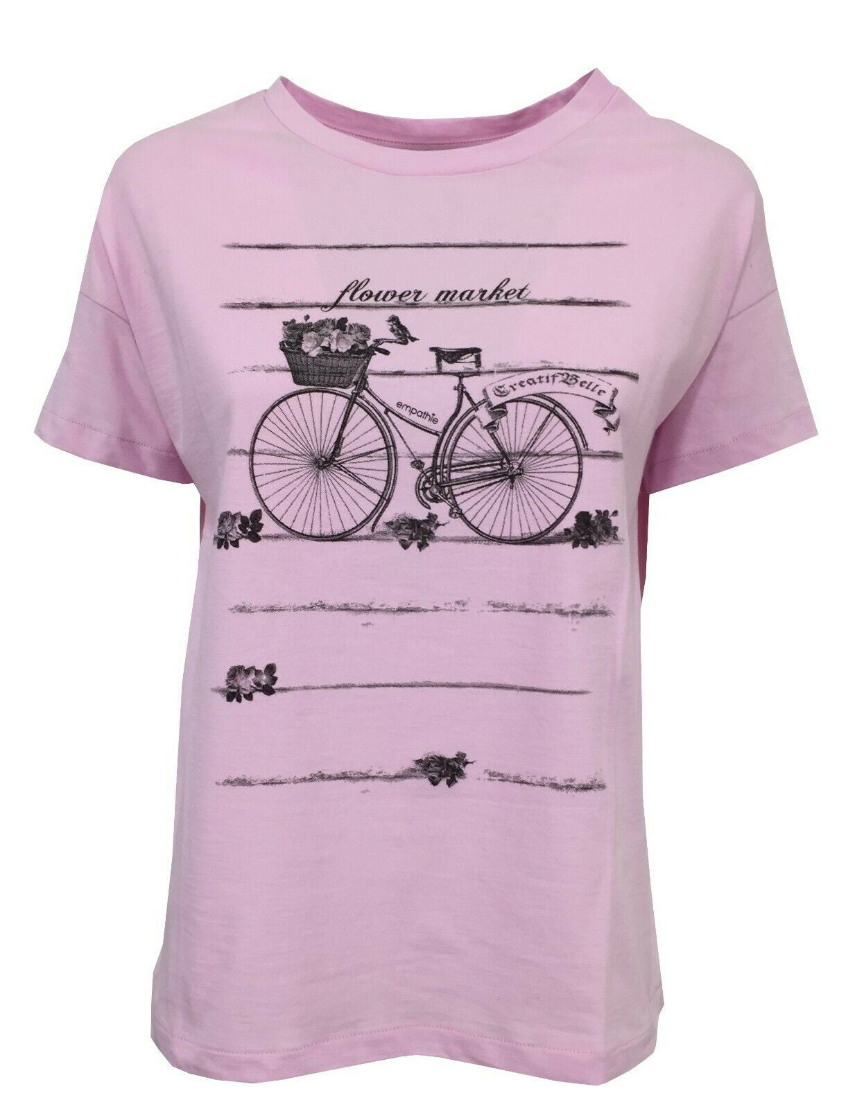 EMPATHIE T-shirt donna rosa mezza manica S2100302 100% cotone MADE IN ITALY