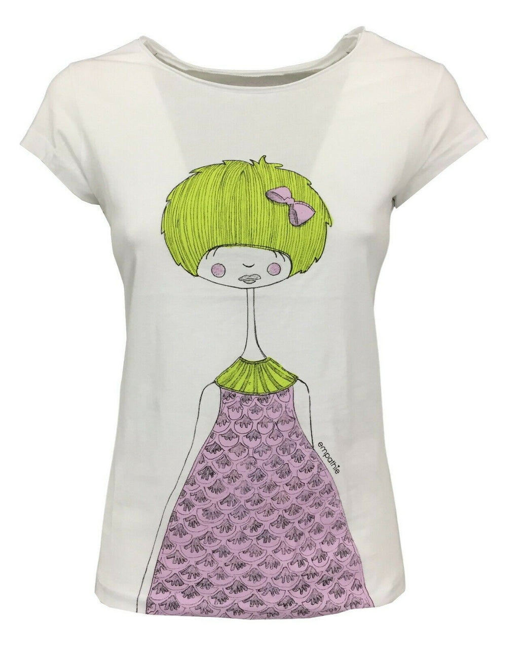 EMPATHIE T-shirt donna mezza manica bianca mod S2100102 100% cotone MADE IN ITALY
