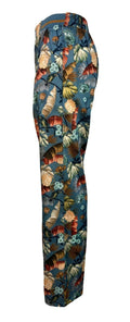 LA FEE MARABOUTEE pantalone donna fantasia celeste/fiori art FA-PA-LAUDE MADE IN ITALY