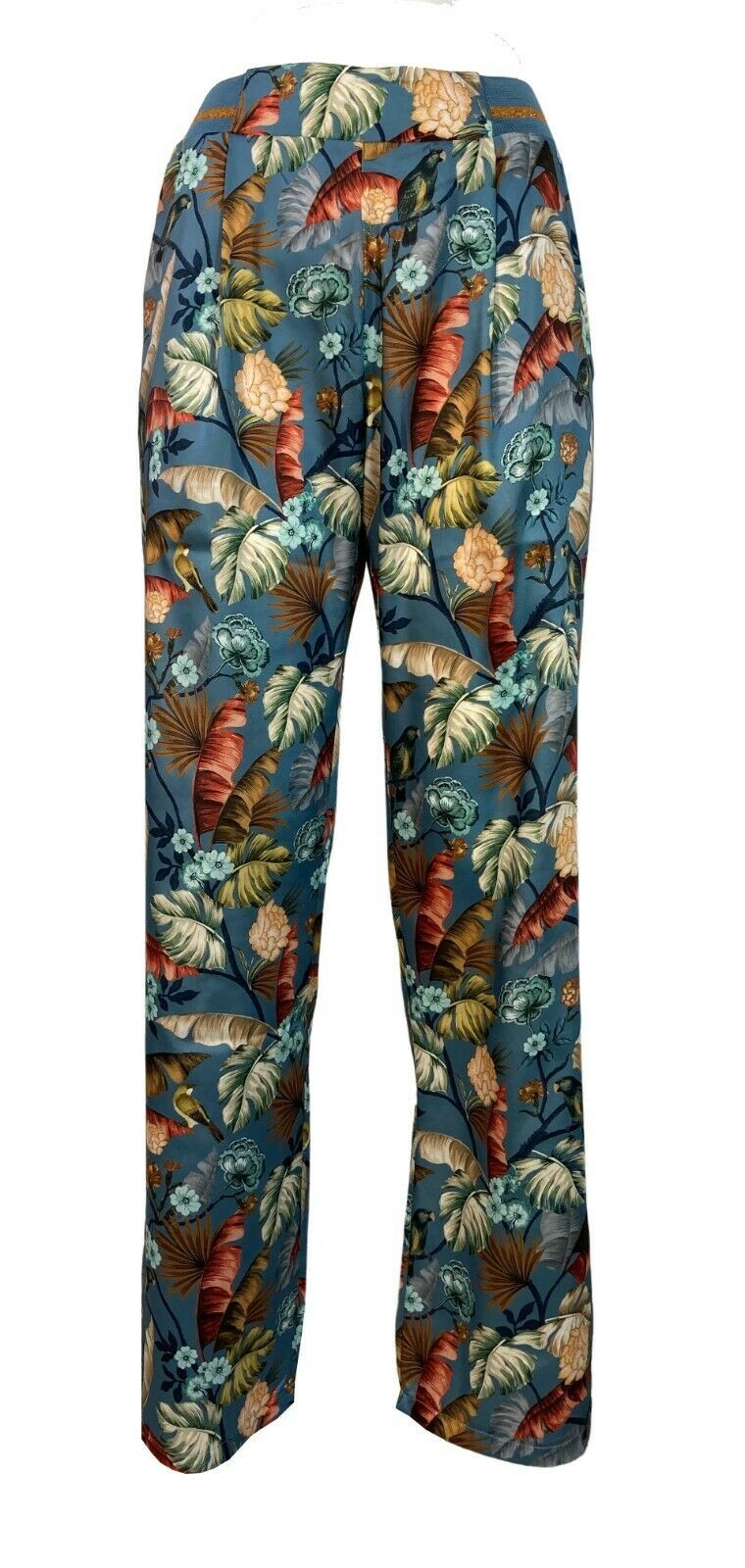 LA FEE MARABOUTEE pantalone donna fantasia celeste/fiori art FA-PA-LAUDE MADE IN ITALY