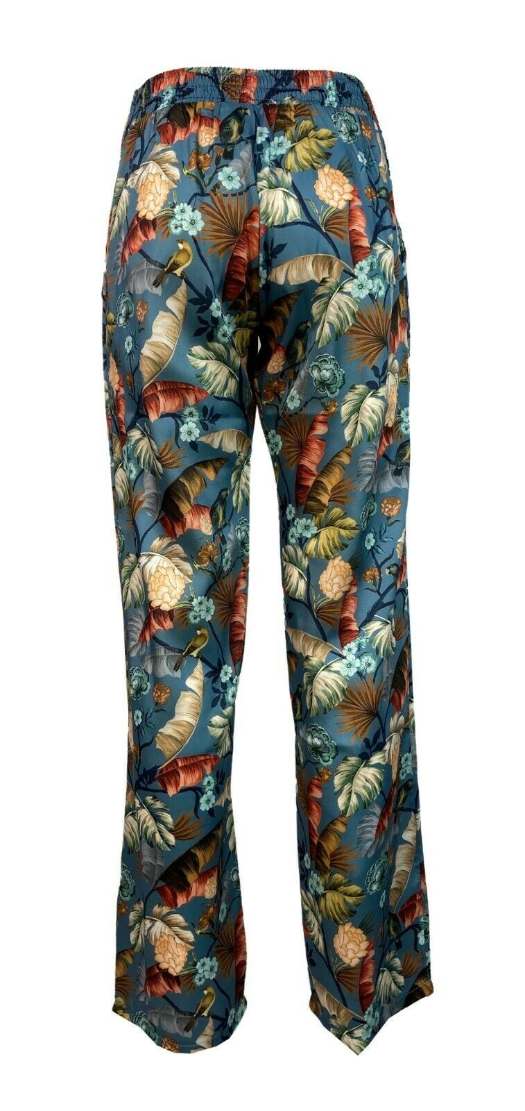 LA FEE MARABOUTEE pantalone donna fantasia celeste/fiori art FA-PA-LAUDE MADE IN ITALY