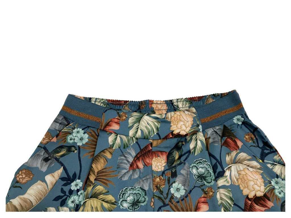 LA FEE MARABOUTEE pantalone donna fantasia celeste/fiori art FA-PA-LAUDE MADE IN ITALY