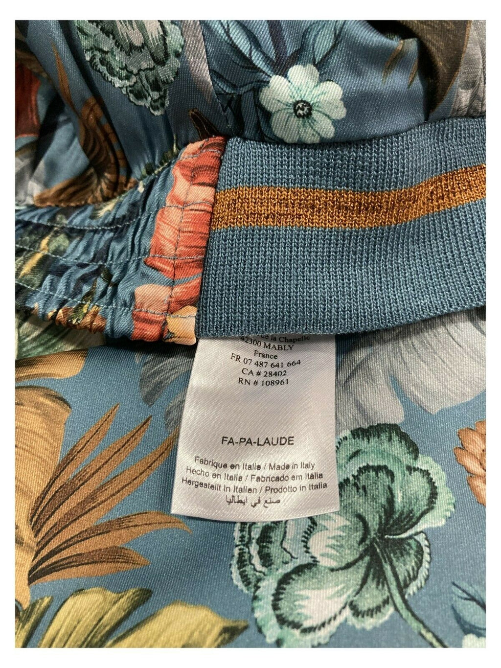 LA FEE MARABOUTEE pantalone donna fantasia celeste/fiori art FA-PA-LAUDE MADE IN ITALY