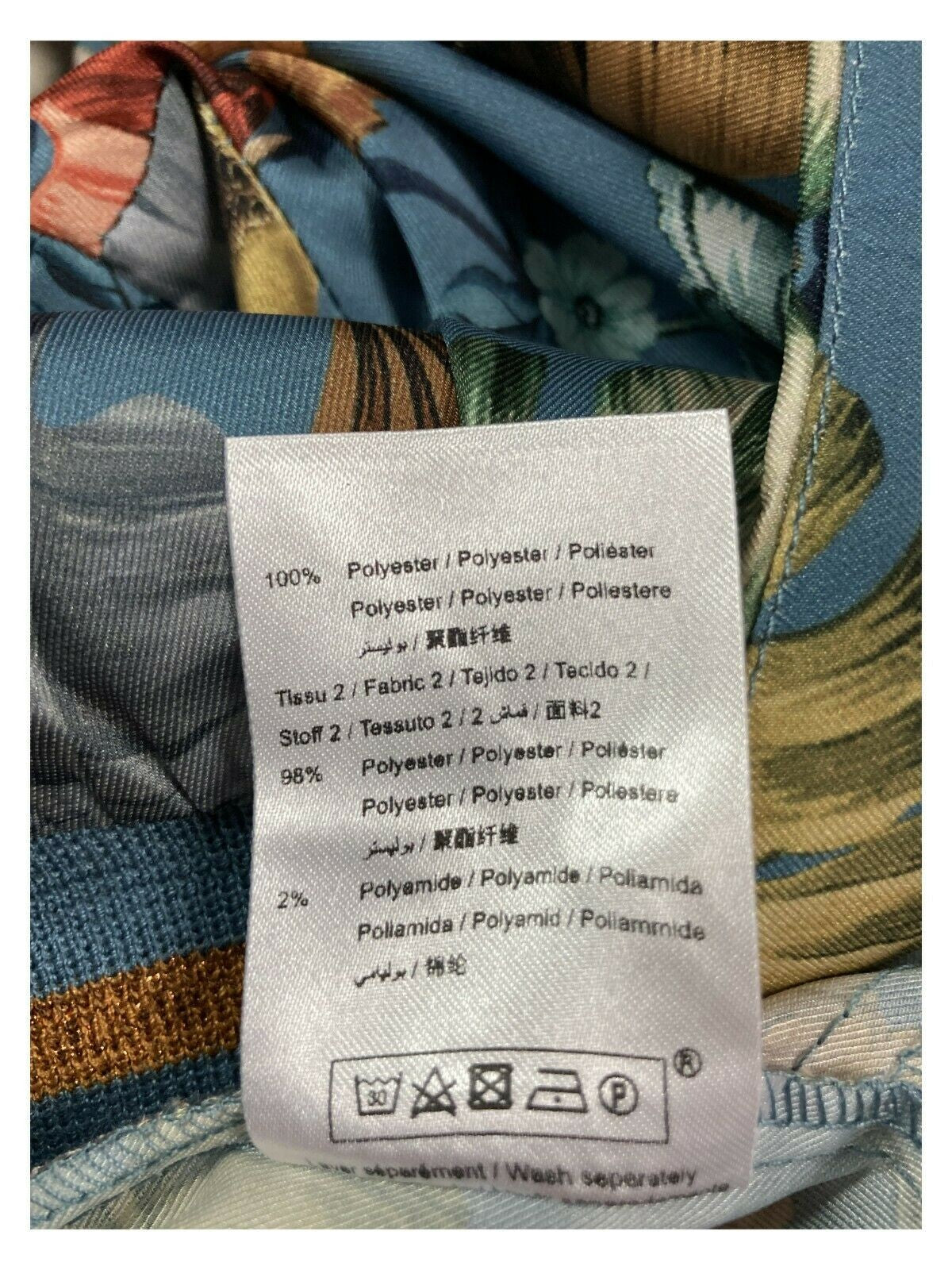 LA FEE MARABOUTEE pantalone donna fantasia celeste/fiori art FA-PA-LAUDE MADE IN ITALY