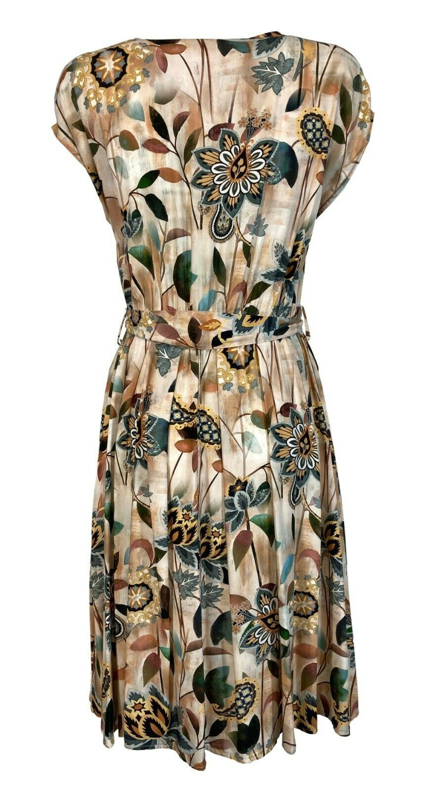 LA FEE MARABOUTEE abito donna fantasia beige/giallo/verde art FA-RO-LALAINA MADE IN ITALY