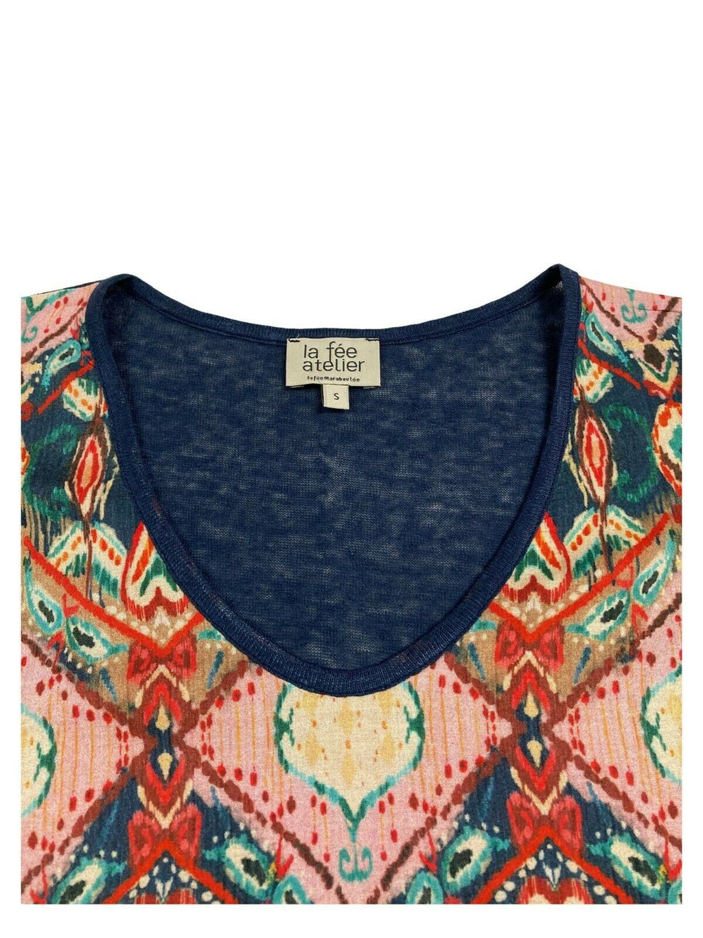 LA FEE MARABOUTEE t-shirt donna fantasia+maglia unita blu art FA-TS-MISSY