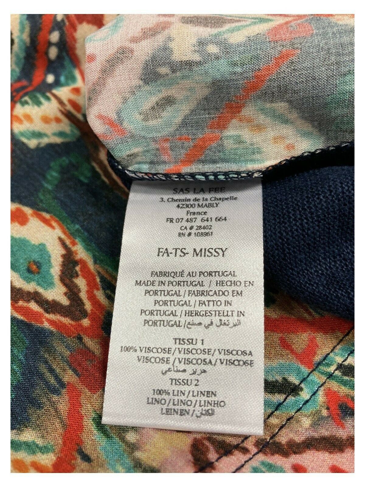 LA FEE MARABOUTEE t-shirt donna fantasia+maglia unita blu art FA-TS-MISSY