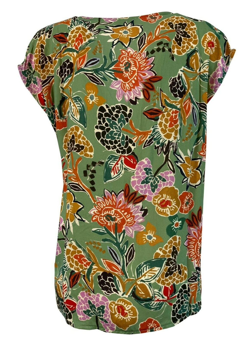 LA FEE MARABOUTEE blusa donna fantasia verde art FA-TO-LISE 100% viscosa MADE IN ITALY
