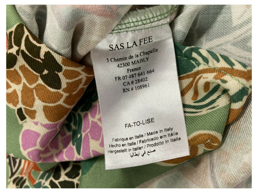 LA FEE MARABOUTEE blusa donna fantasia verde art FA-TO-LISE 100% viscosa MADE IN ITALY