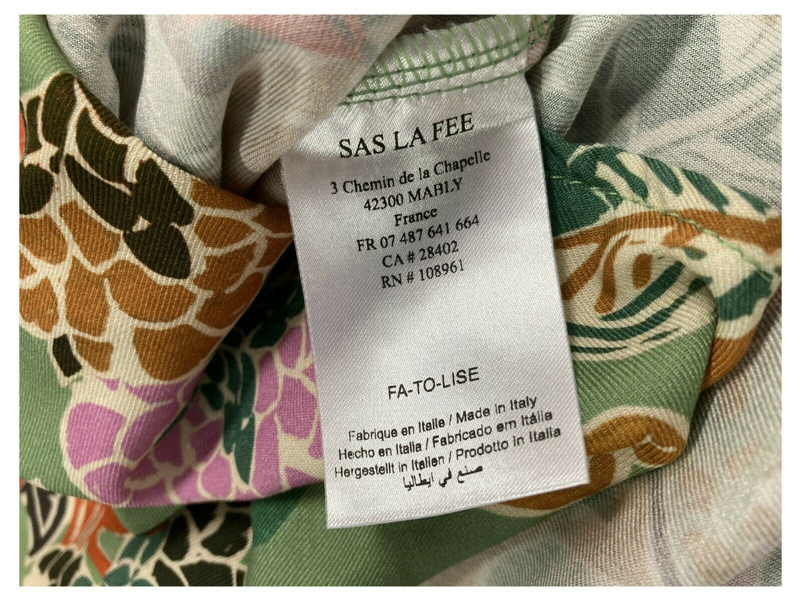 LA FEE MARABOUTEE blusa donna fantasia verde art FA-TO-LISE 100% viscosa MADE IN ITALY