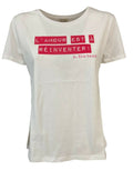 LA FEE MARABOUTEE t-shirt donna bianca stampa fuxia art FA-TS-BELMOND 100% cotone organico