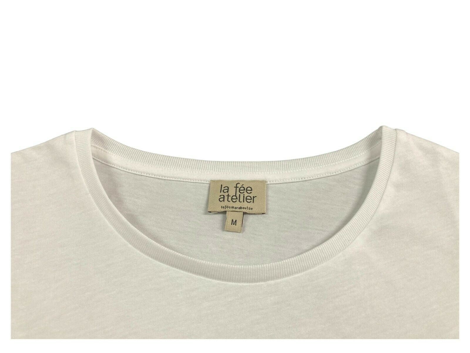 LA FEE MARABOUTEE t-shirt donna bianca stampa fuxia art FA-TS-BELMOND 100% cotone organico