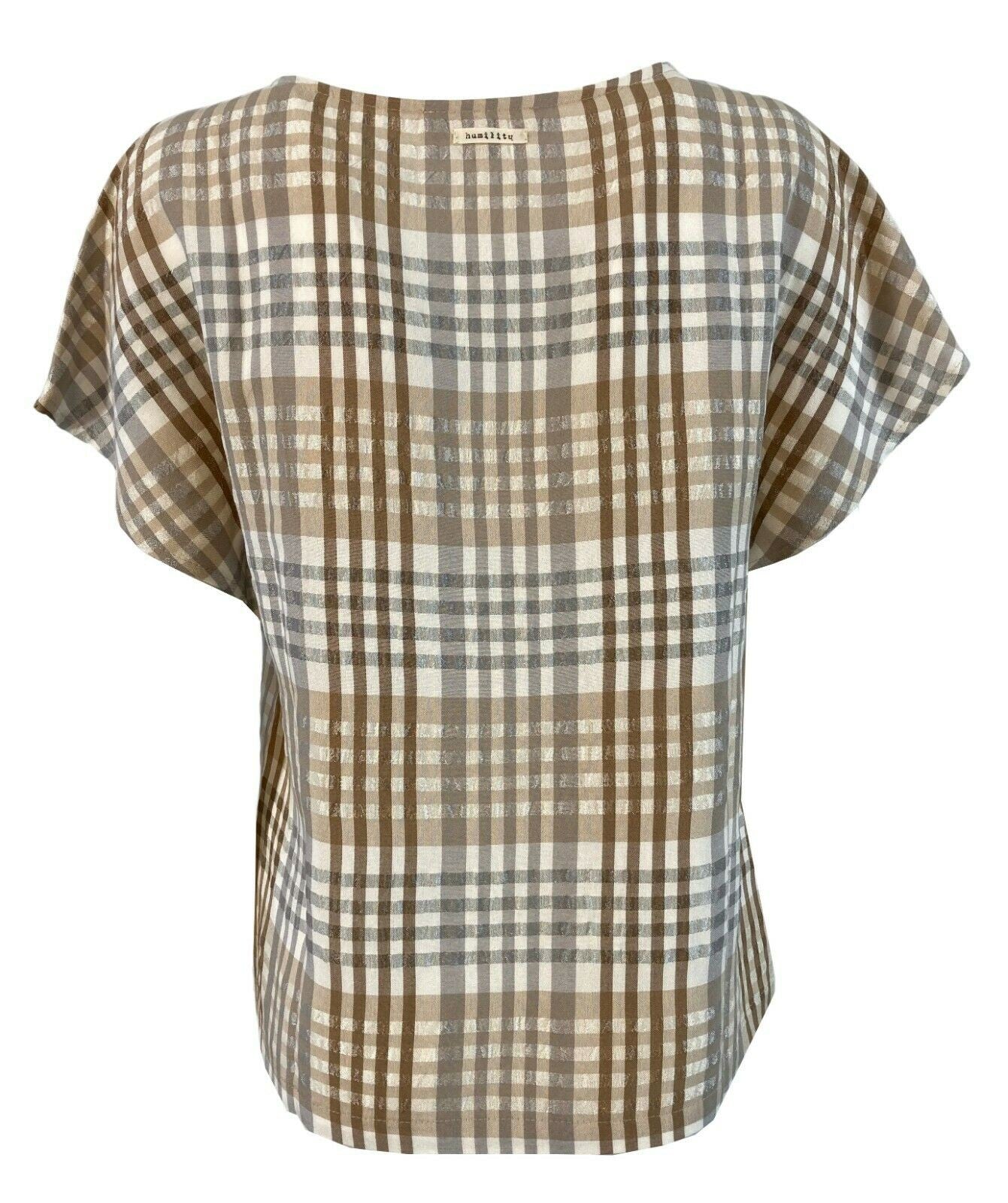 HUMILITY 1949 blusa donna quadri beige/grigio art HA-TO-HELIA MADE IN ITALY