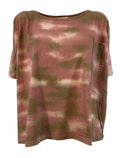 HUMILITY 1949 t-shirt donna sfumata beige/rosa over art HA-TS-ADELIA 100% cotone MADE IN ITALY