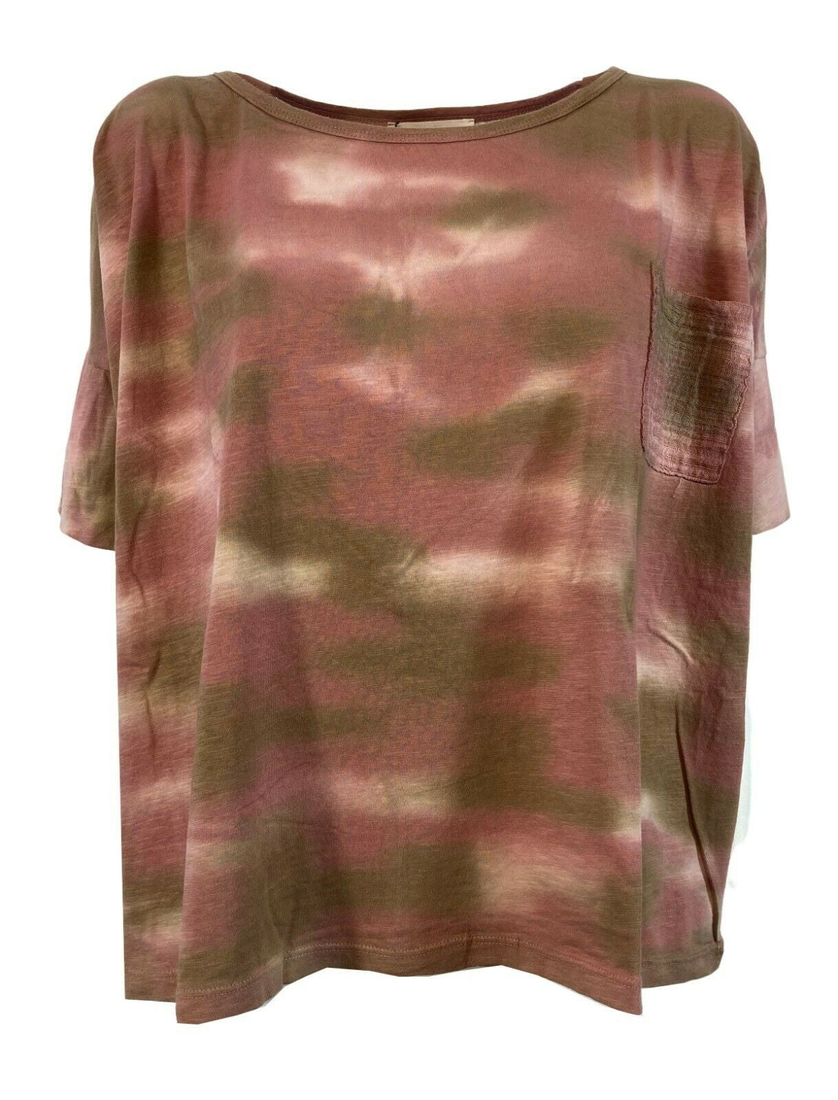 HUMILITY 1949 t-shirt donna sfumata beige/rosa over art HA-TS-ADELIA 100% cotone MADE IN ITALY