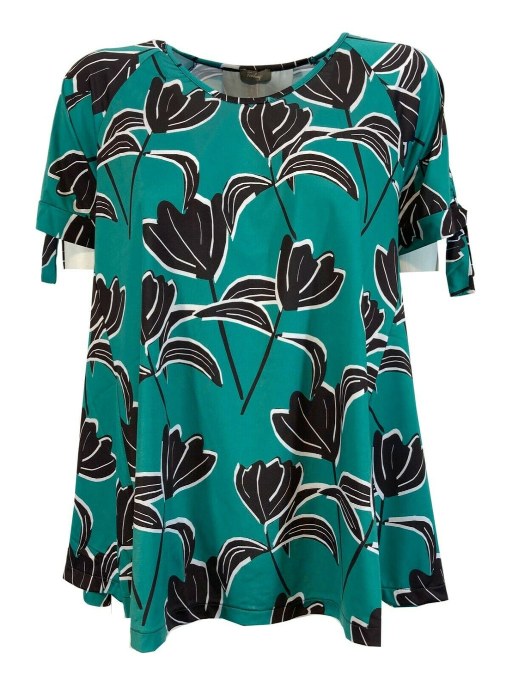 FEELING by JUSTMINE t-shirt donna fantasia moro/smeraldo svasata art E2658681 MADE IN ITALY