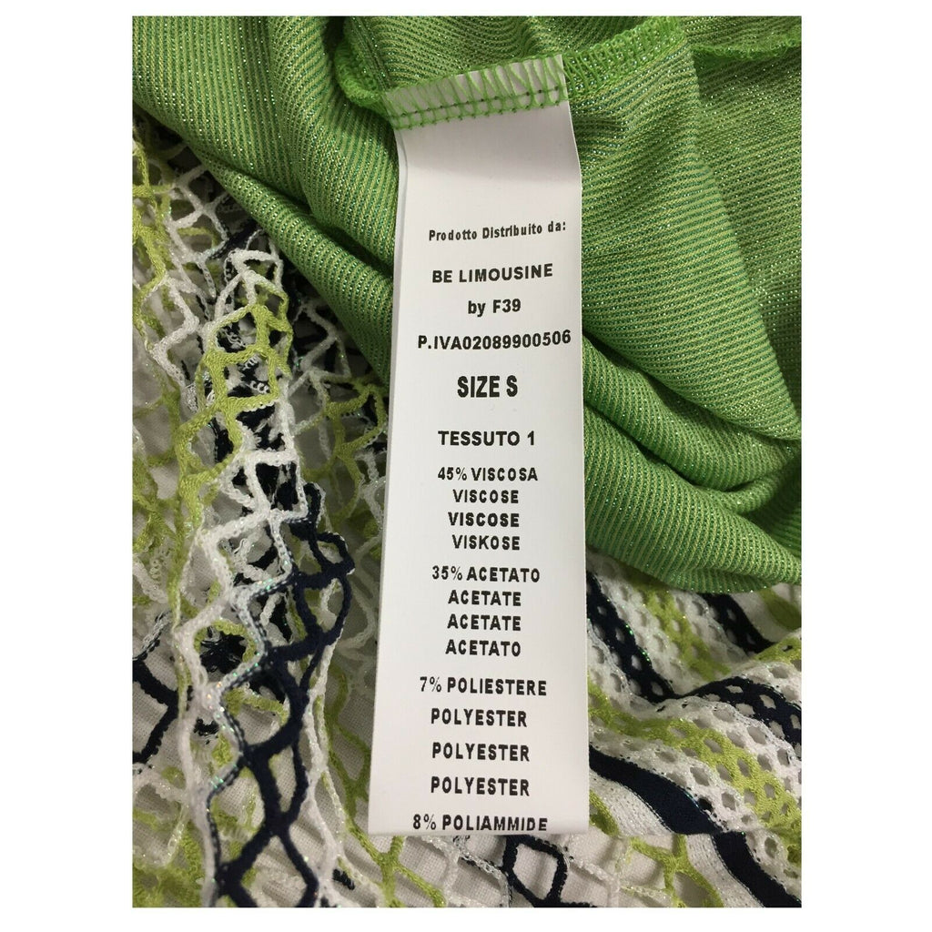 BE LIMOUSINE abito donna in rete verde/lurex/nero modello ARCOBALENO MADE IN ITALY