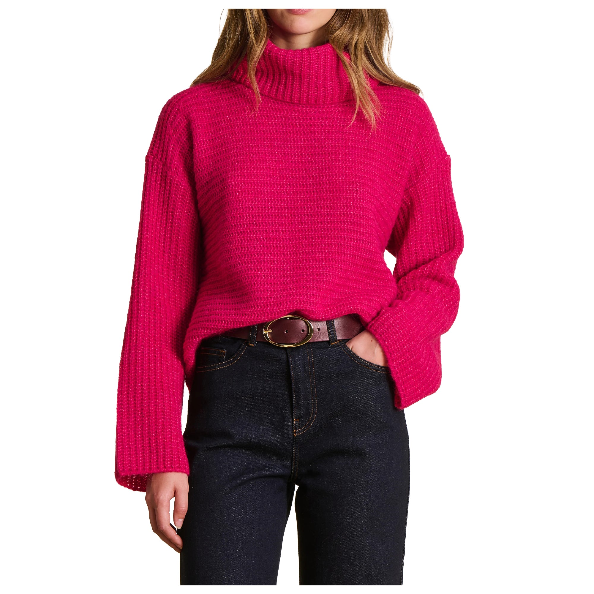 LA FEE MARABOUTEE maglia donna collo alto coste orizzontali EGERIA Made in Italy