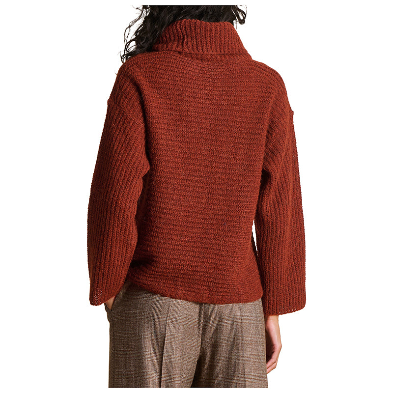 LA FEE MARABOUTEE maglia donna collo alto coste orizzontali EGERIA Made in Italy