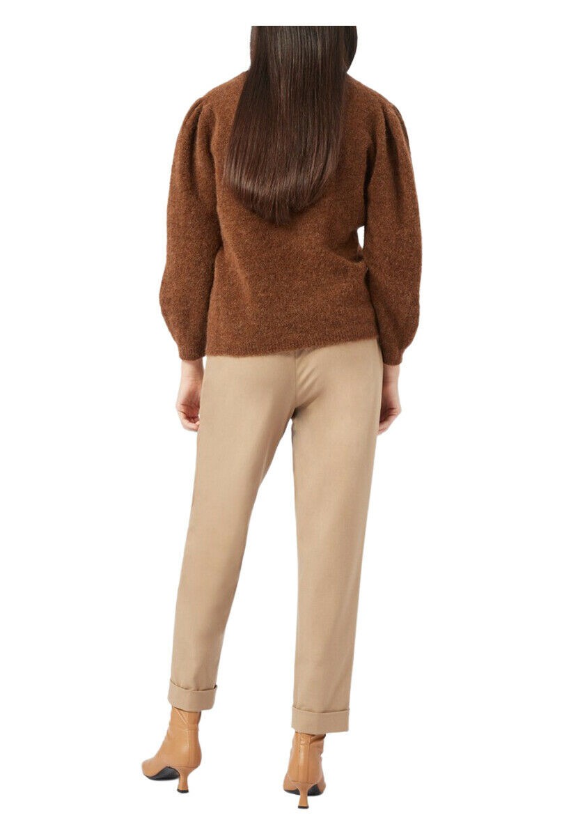 LIVIANA CONTI maglia donna girocollo cuoio melange lana art L1WD65 MADE IN ITALY