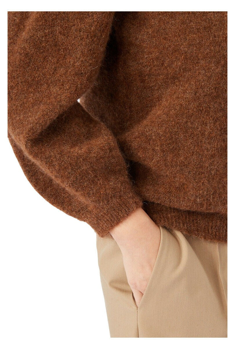 LIVIANA CONTI maglia donna girocollo cuoio melange lana art L1WD65 MADE IN ITALY