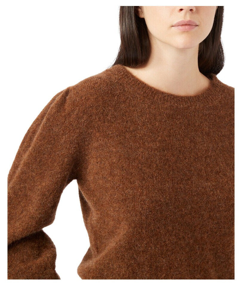 LIVIANA CONTI maglia donna girocollo cuoio melange lana art L1WD65 MADE IN ITALY