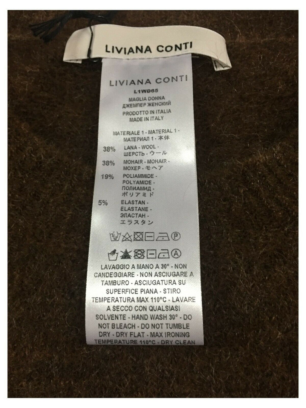 LIVIANA CONTI maglia donna girocollo cuoio melange lana art L1WD65 MADE IN ITALY