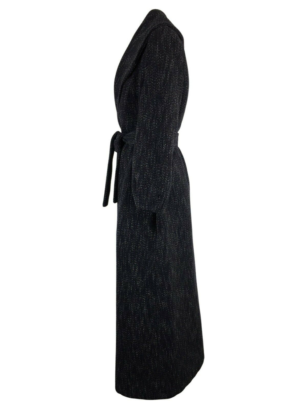 PRET A PORTER VENEZIA cappotto donna lungo sciallato fantasia blu/grigio/bianco art OLAF MADE IN ITALY