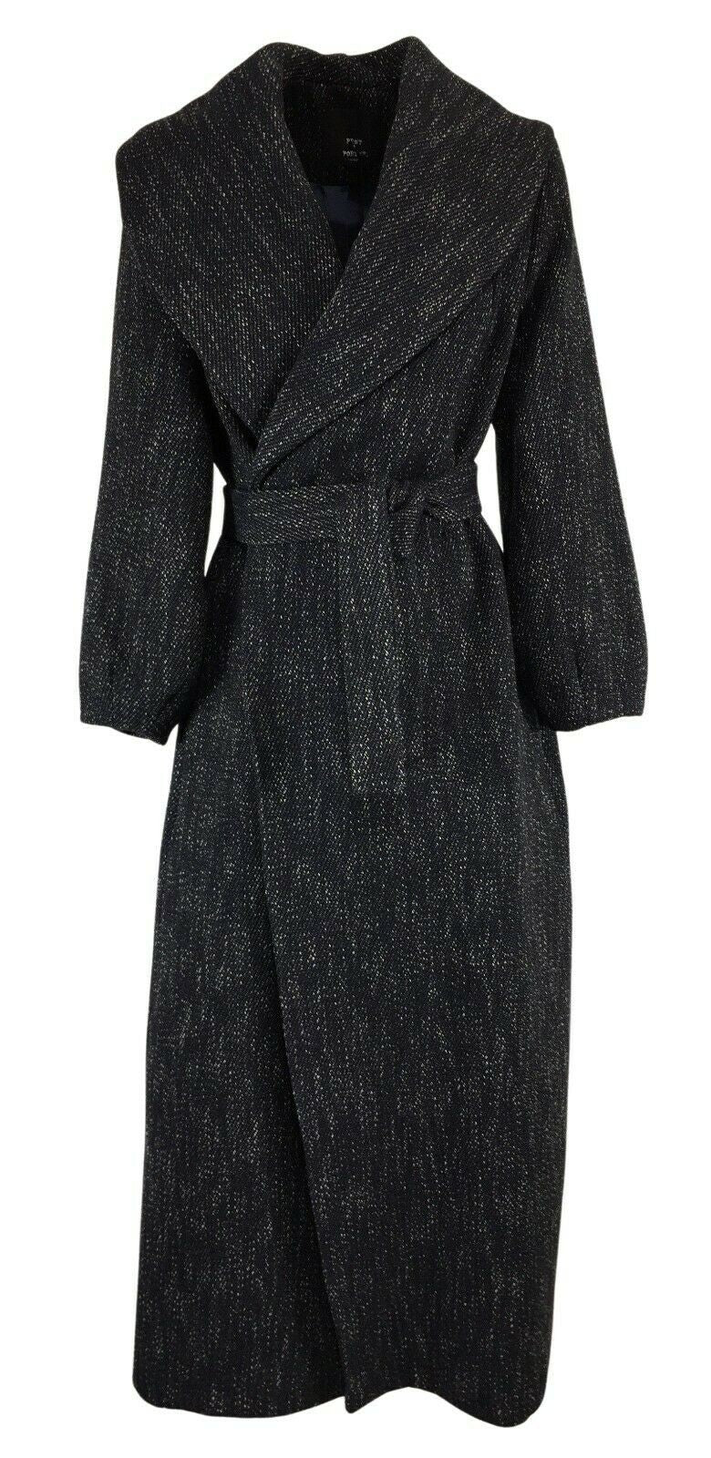 PRET A PORTER VENEZIA cappotto donna lungo sciallato fantasia blu/grigio/bianco art OLAF MADE IN ITALY